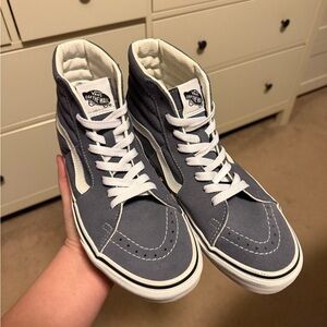 Sk8-Hi Blue/Grey and White Vans